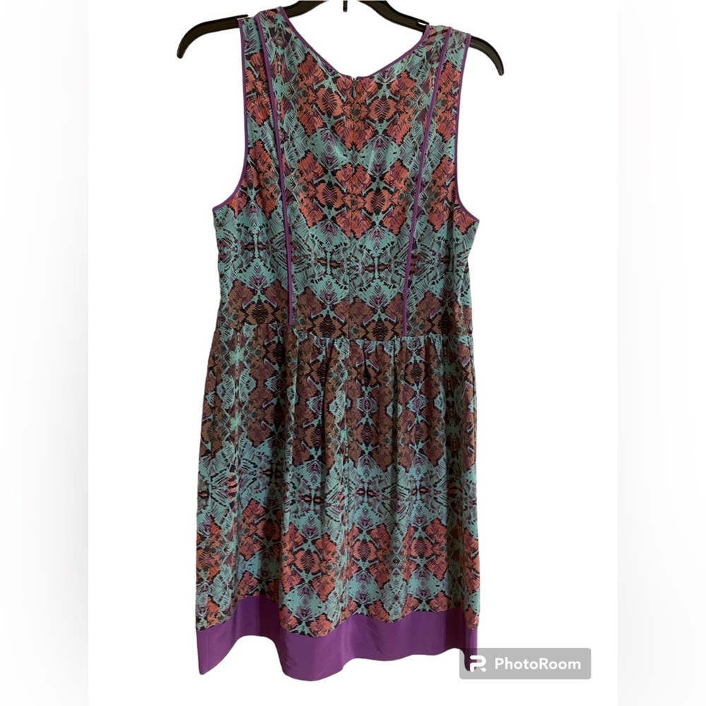 Silk Purple and Turquoise Sleeveless Dress
